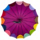 Жіноча парасолька-тростина напівавтомат на 16 спиць від Susino з різнокольоровими краями, фіолетова, Sys 031087-5