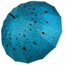 Жіноча парасолька-тростина на 16 спиць з абстрактним принтом, напівавтомат від фірми Toprain, бірюзова, 01541-1
