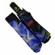 Жіноча парасолька-автомат у подарунковій упаковці з хусткою від Rain Flower, чорна з синіми квітами 01020-3