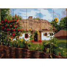 Картина за номерами на дереві "Будиночок в селі"
