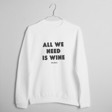 Світшот жіночий "All we need is wine" білий, Білий, L, White, англійська