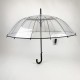 Прозрачный зонт-трость, полуавтомат с черной ручкой и каймой по краю купола от Toprain 0688-2