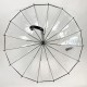 Прозрачный зонт-трость, полуавтомат с черной ручкой и каймой по краю купола от Toprain 0688-2