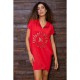 Літня сукня-туніка, червоного кольору з принтом, 167R1- 8