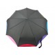 Жіноча парасолька напівавтомат на 9 спиць антивітер від Frei Regen з райдужним краєм, чорна, 02039-5
