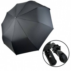 Мужской складной зонт полуавтомат от Feeling Rain с прямой ручкой, есть антиветер, черный, 0938-1