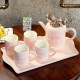 Чайный сервиз на подносе OLens Счастливая жизнь О-8030-50 6 предметов розовый