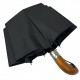 Мужской зонт полуавтомат "Три слона" на 9 спиц с деревянной ручкой крюком, черный, 034075-1