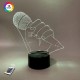 3D ночник "Микрофон" (УВЕЛИЧЕННОЕ ИЗОБРАЖЕНИЕ) + пульт ДУ + сетевой адаптер + батарейки (3ААА)  3DTOYSLAMP