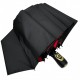 Жіноча парасолька напівавтомат з подвійною тканиною від Susino на 9 спиць, з принтом квітки всередині, чорна, Sys 0701-6