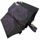 Жіноча складна парасолька напівавтомат на 9 спиць від Toprain з принтом квітів, чорна, 0137-2