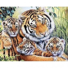 Алмазная мозаика "Тигриная семья" 50х40 см