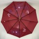 Жіноча складна парасолька напівавтомат із подвійною тканиною з принтом квітів, бордова, top 0134-6