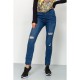 Жіночі джинси з манжетами, синього кольору, 164R139