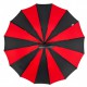 Жіноча парасолька-тростина на 16 спиць із контрастними секторами, напівавтомат від фірми Toprain, червона, 0616-7