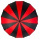Жіноча парасолька-тростина на 16 спиць із контрастними секторами, напівавтомат від фірми Toprain, червона, 0616-7