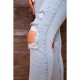Рваные джинсы скинни на средней посадке, голубого цвета, 157R33- 78