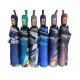 Жіноча парасолька напівавтомат на 9 спиць від Frei Regen з принтом міста, сатиновий купол, бузкова ручка, 09073-2
