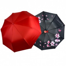 Женский зонт полуавтомат с рисунком цветов внутри от Susino на 9 спиц антиветер, красный, SYS0127-4