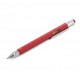 Кулькова багатозадачна ручка Troika Construction зі стілусом, лінійкою, викруткою та рівнем, червона