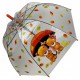 Дитяча прозора парасолька-тростина напівавтомат з яскравими малюнками ведмедиків від Rain Proof, з помаранчевою ручкою 0272-6