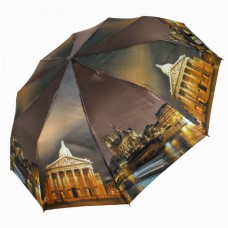 Складна жіноча парасолька напівавтомат коричнева "Нічне місто" від SL 0500-2