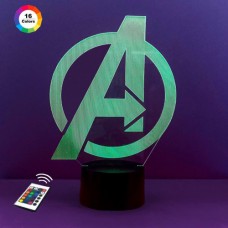 3D нічник "Знак Мстителів" подарункова упаковка + 16 кольорів + пульт ДК 3DTOYSLAMP