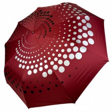 Складной зонт полуавтомат с абстрактным принтом от "Серебряный дождь", антиветер, бордовый 022-309-2