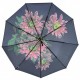 Жіноча парасолька-автомат у подарунковій упаковці з хусткою від Rain Flower, чорна з рожевими квітами 01020-5