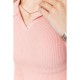 Кофта жіноча в рубчик, колір світло-рожевий, 204R015