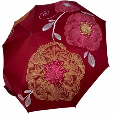 Жіноча складна парасолька напівавтомат на 9 спиць від Toprain з принтом квітів, бордовий, 0137-3