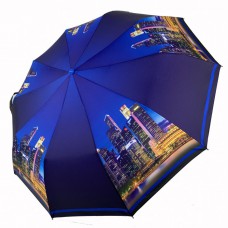Жіноча складана автоматична парасолька з принтом нічного міста від TheBest-Flagman, синя, 0510-6