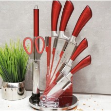 Набір кухонних ножів Edenberg EB-3616 9 предметів червоний