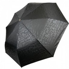 Жіноча парасолька напівавтомат чорна з принтом букв по куполу 02052-1