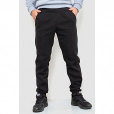 Спорт штаны мужские на флисе однотонные, цвет черный, 190R236