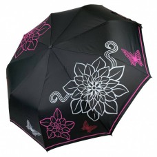 Жіноча складна парасолька-автомат від Flagman-TheBest з принтом квітів, чорна, fl0512-4
