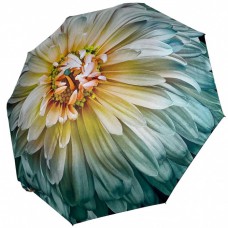 Жіноча парасолька напівавтомат із принтом квітки від Toprain на 9 спиць, зелена ручка, 0703-4
