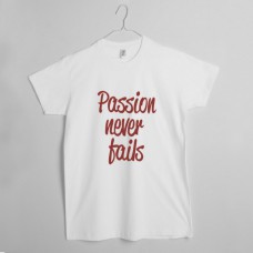 Футболка чоловіча "Passion Never Fails", Білий, L, White, англійська