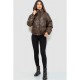 Куртка жіноча з еко-шкіри на синтепоні 129R075, колір Темно-коричневий
