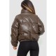 Куртка женская из эко-кожи на синтепоне 129R075, цвет Темно-коричневый