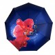 Жіноча парасолька-автомат на 9 спиць від Flagman, синя з червоною квіткою, N0153-7