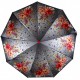 Жіноча складана парасолька напівавтомат з атласним куполом із принтом квітів від Toprain, червона ручка 0445-6