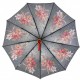 Жіноча складана парасолька напівавтомат з атласним куполом із принтом квітів від Toprain, червона ручка 0445-6