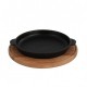 Сковорода чавунна 140 х 25 мм на круглій дерев'яній підставці