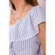 Смугаста сукня з поясом, біло-синього кольору, 153R016