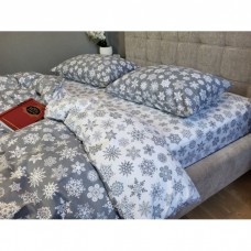 Комплект постільної білизни Сніжинки сірі, Turkish flannel