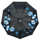 Жіноча парасолька напівавтомат з малюнком квітів усередині від Susino на 9 спиць антиветер, синя, SYS0127-6