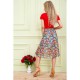 Літня сукня міді, червоного кольору в принт, 119R0419