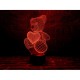 3D ночник "Мишка с сердцем" (УВЕЛИЧЕННОЕ ИЗОБРАЖЕНИЕ)+ пульт ДУ+сетевой адаптер+батарейки(3ААА)  3DTOYSLAMP