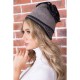 Жіноча шапка, темно-бежевого кольору з декором, 167R7779